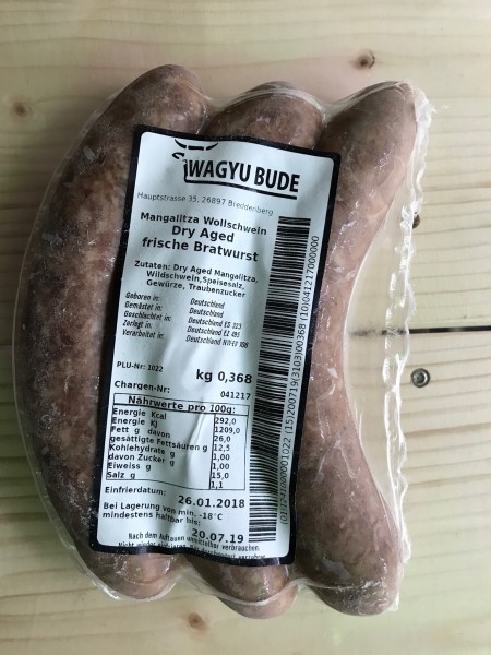Mangalitza Wollschwein Dry Aged frische Bratwurst